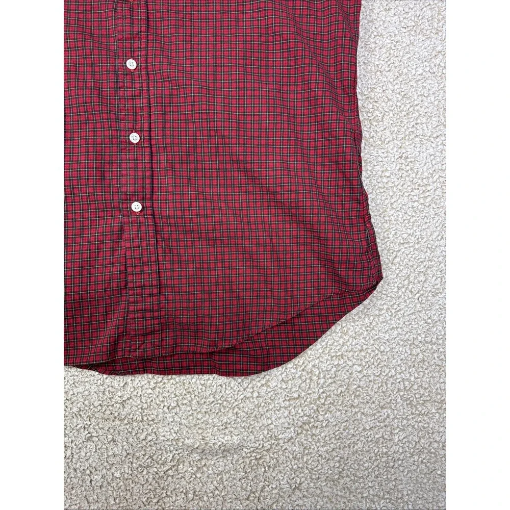 Polo Ralph Lauren Button Up Shirt Mens L Red Plaid Long Sleeve Check Black Pony